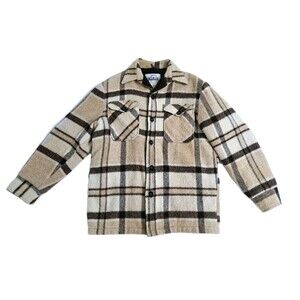 Vintage Woolrich Men’s MediumPlaid Wool Flannel Jacket Sherpa Lined Button Coat